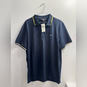 Michael Kors Navy Polo with Yellow and White Trim